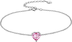 925 Sterling Silver 12 Birthstone Hearts Jewelry Women Crystal Wedding/Engagement/Bridal Heart Necklace/Earring/Ring/Bracelet Sets Jewellery