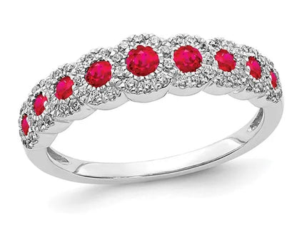1/2 Carat (Ctw) Ruby Ring in 14K White Gold with Diamonds