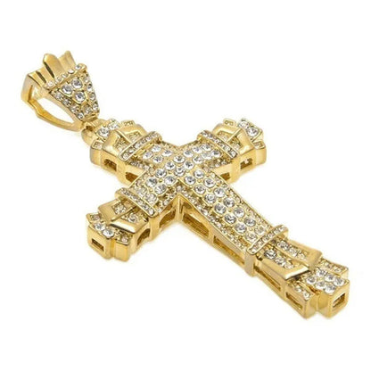 Men'S Fashion Jewelry Gold / Silver DIAMOND Cross Pendant Necklace Chain Cross Necklace