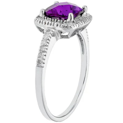 Amethyst and 0.18 CT. T.W. Diamond Ring in 14K Gold