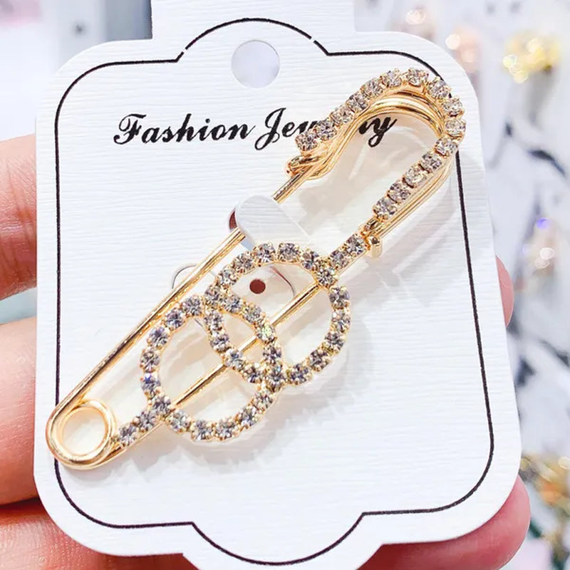 Women Brooch Pins Sweater Shawl Clips Crystal Brooches, Safety Pins Dress Shirt Clips for Women Rhinestone brooch women's anti slip button clothing accessories