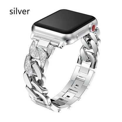 Diamond Stainless Steel Metal Strap Band for Smart Watch Ultra 2/Ultra 49mm 9 8 SE 7 41 mm 45 mm 40mm 44mm 38mm 42mm 40 Mm Girl/Women Ultra-thin Bracelet for Iwatch Serie 6 5 4 3
