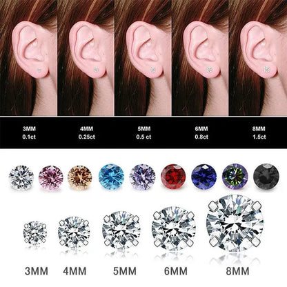 316L Surgical Stainless Steel Stud Earrings Hypoallergenic Cubic Zirconia Barbell Studs Earrings CZ Earrings 1 Pairs 3-8Mm