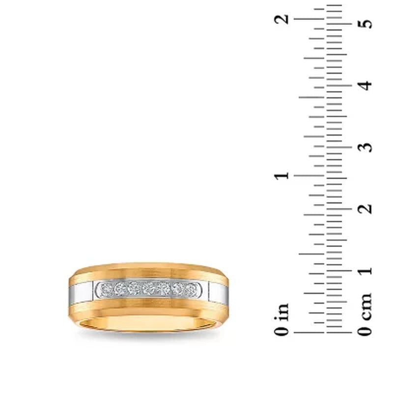Men'S Yellow Tungsten Carbide Diamond Wedding Band 0.20 CT. T.W.