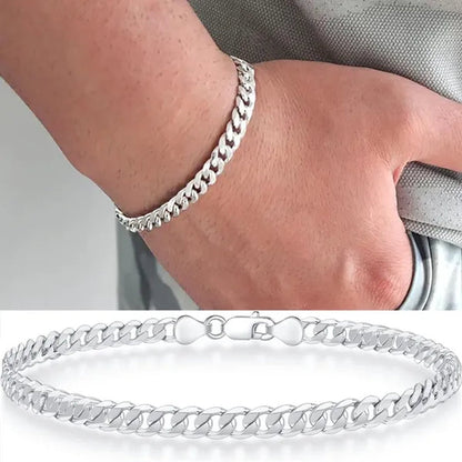 925 Sterling Silver Clasp 6mm Cuban Link Chain Bracelets for Mens Bracelet Chain Bracelets for Men Jewelry Men Gifts