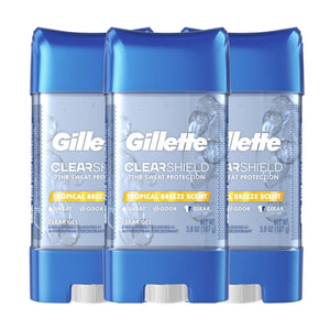 Antiperspirant and Deodorant for Men, 72Hr Sweat & Odor Protection, Long Lasting Freshness, Anti-White Mark Technology, Clear Gel, Tropical Breeze Scent, 3.8 Oz (Pack of 3)