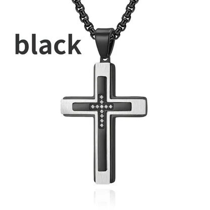 Luxury Fashion Creative Men's Diamond Cross Necklace Diamond Cross Pendant Amulet Pendant Hip-hop Necklace Men's Religious Cross Jewelry Party Anniversary Gift