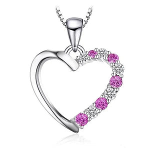 Majesty Diamonds MDS210146 Round Pink Nano Sapphire Heart Pendant Necklace with Chain in 0.925 White Sterling Silver