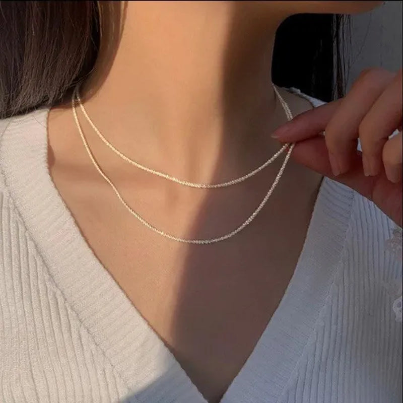 Women's Necklace Men's 16"-30" 3mm Shiny Ice Chain Necklace Chain Wedding Engagement Couple Jewelry