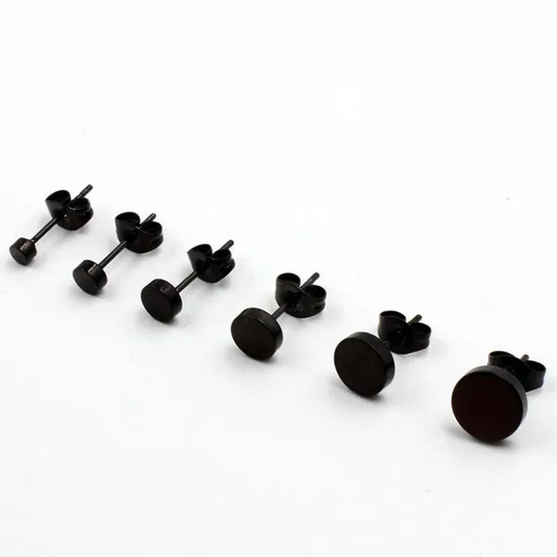 1PCS Stainless Steel Black Color Hypoallergenic Minimalist Flat Circle Earings for Men and Women Daily Wear Steel Titanium Earrings - WORLD TIME VISITS