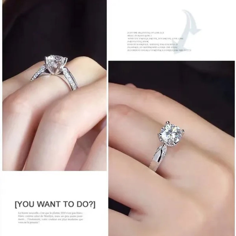 Colife Jewelry 100% Real Moissanite Ring for Daily Wear 1Ct VVS1 Moissanite Silver Ring 925 Silver Moissanite Jewelry