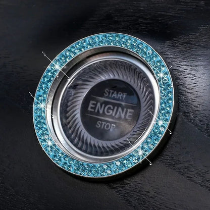 New Car One-Key Engine Start Stop Ignition Push Button Decorative Circle Ring Keyless Cover Trim Crystal Diamond Parts Decorate - WORLD TIME VISITS