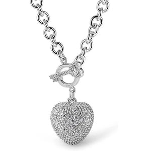 FASHION Women's 925 Sterling Silver Necklace Noble Heart Pendant Necklace/Bracelet Solid Silver Rolo Chain Birthday Party Jewelry