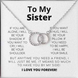 To My Sister 925 Sterling Silver Cubic Zirconia Perfect Pair Necklace Message Card Gifts Sister Necklace Sister Gifts