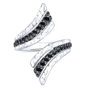 Women's classic creative black and white diamond ring ring 925 silver lady ring