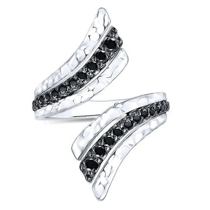 Women's classic creative black and white diamond ring ring 925 silver lady ring