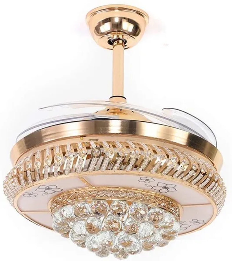 42" Modern Luxury Invisible Dimmable Chandelier Fan with Remote Control Retractable Blades 3 Speeds