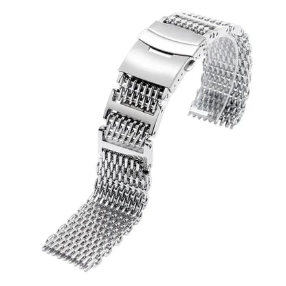 20/22/24mm Silver Stainless Steel Bracelet Shark Mesh Watch Band Men Wrist Strap Bracelet