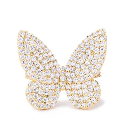 Silver Ring Butterfly Ring Statement Crown Ring Natural Gemstones Ring Wedding Bride Engagement Band Charm Party Ring Jewelry