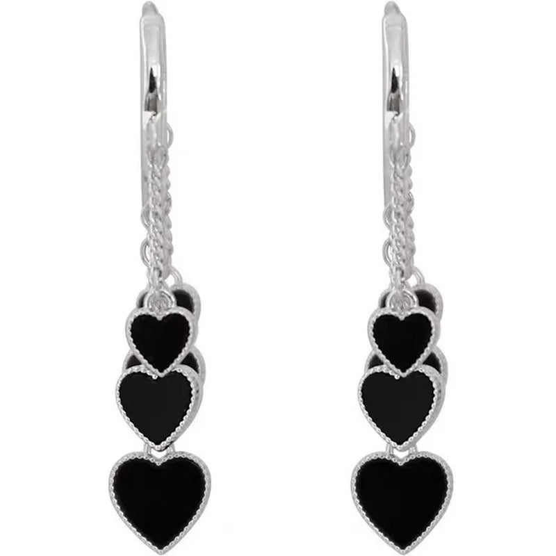 New Style Black Love Earrings Ladies Tassel Earrings Temperament Cold Wind Earrings - WORLD TIME VISITS