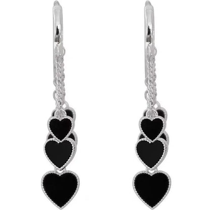 New Style Black Love Earrings Ladies Tassel Earrings Temperament Cold Wind Earrings - WORLD TIME VISITS