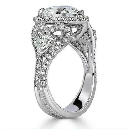 Gorgeous Exquisite Heart Rings for Women White Crystal Zircon Jewelry Fashion Bride Engagement Wedding Party Gift