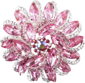 Crystal Diamond Flower Brooch Pin for Women Girls Brides