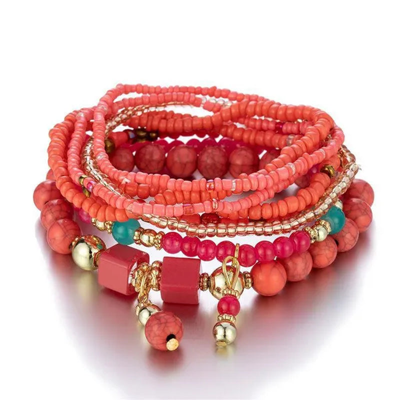 Bohemian Bracelet Sets for Women - Stackable Stretch Bracelets Multi-Color Boho Jewelry for Women Hippie Bracelets Dainty Jewelry Best Friend Gift