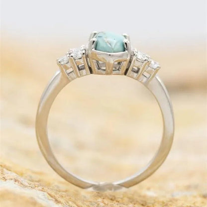 3Pcs/Set Exquisite and Elegant Inlaid Zircon and Turquoise Women'S Ring, Fashionable Bride Engagement Wedding Ring Set Promise Ring, Valentine'S Day, Birthday Gift for Her, Jewelry Accessories - WORLD TIME VISITS