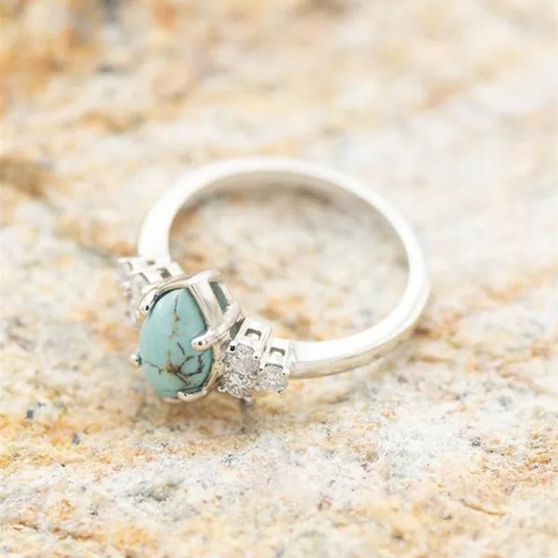3Pcs/Set Exquisite and Elegant Inlaid Zircon and Turquoise Women'S Ring, Fashionable Bride Engagement Wedding Ring Set Promise Ring, Valentine'S Day, Birthday Gift for Her, Jewelry Accessories - WORLD TIME VISITS