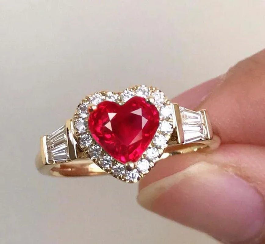 4 colors elegant and noble fashion heart - shaped zirconia ring sea blue heart - shaped inlaid ladder zirconia ring engagement wedding anniversary banquet birthday Christmas gift romantic bride wedding eternal jewelry ring (size 5 - 12) - WORLD TIME VISITS