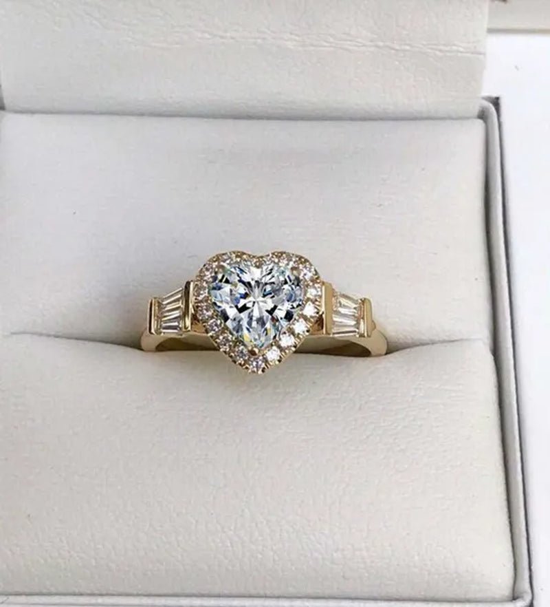 4 colors elegant and noble fashion heart - shaped zirconia ring sea blue heart - shaped inlaid ladder zirconia ring engagement wedding anniversary banquet birthday Christmas gift romantic bride wedding eternal jewelry ring (size 5 - 12) - WORLD TIME VISITS