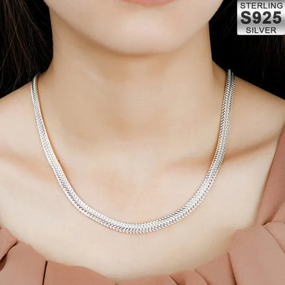 NEW! Exquisite 925 Sterling Silver 6MM Chain Bracelets Neckalce for Women Man Fashion Party Wedding Noble Jewelry Sets Gifts