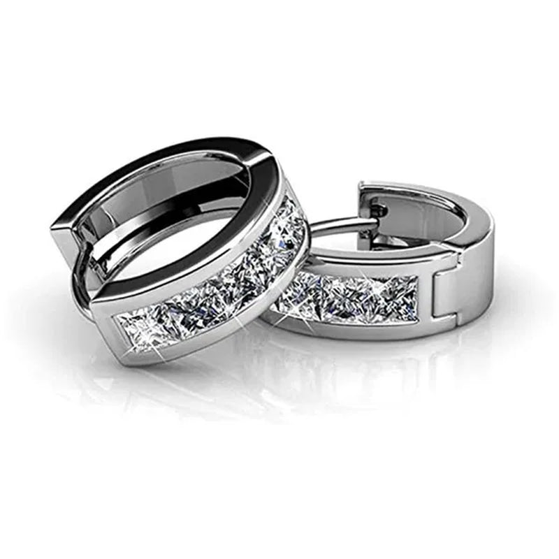 1 Pair Silver Plated White Sapphire Hoop Earrings for Bridal Engagement Wedding Women Earrings Jewelry Gift