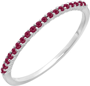 round Ruby Dainty Half Eternity Style Wedding Band for Women | Available in 10K/14K/18K Gold