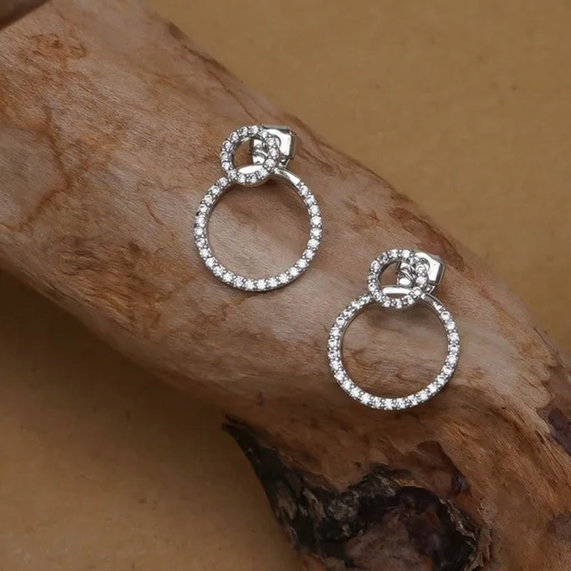 Zircon Front And Back Circle Stud Earrings For Women New Jewelry Delicate Earings