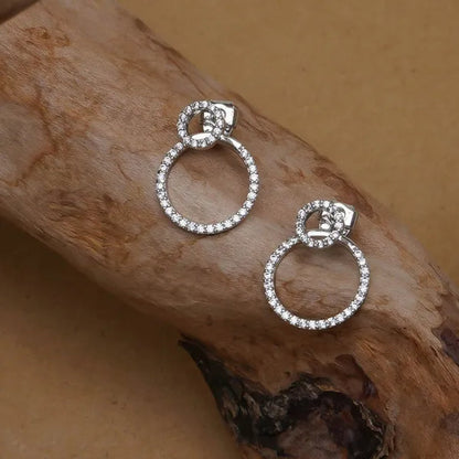 Zircon Front And Back Circle Stud Earrings For Women New Jewelry Delicate Earings