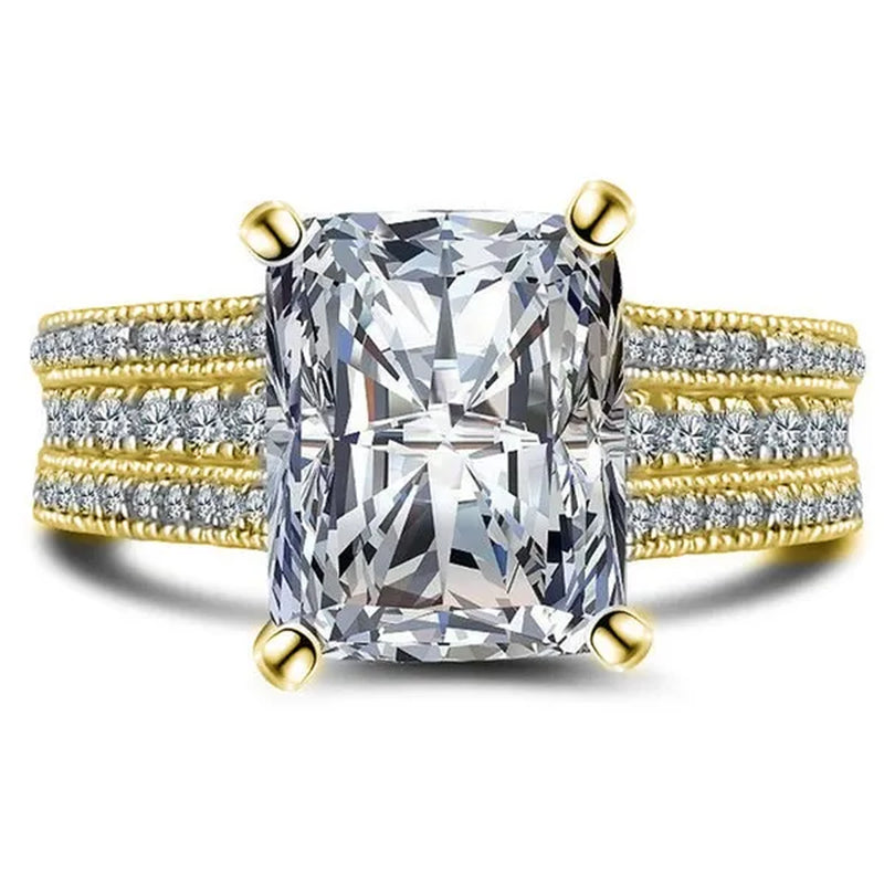 Fashion Bride Jewelry Gorgeous 925 Sterling Silver White Sapphire Eternal Diamond Ring Female Wedding Proposal Engagement Anniversary Party Accessories Gift Promise Rings Size 4-12 Bague Femme