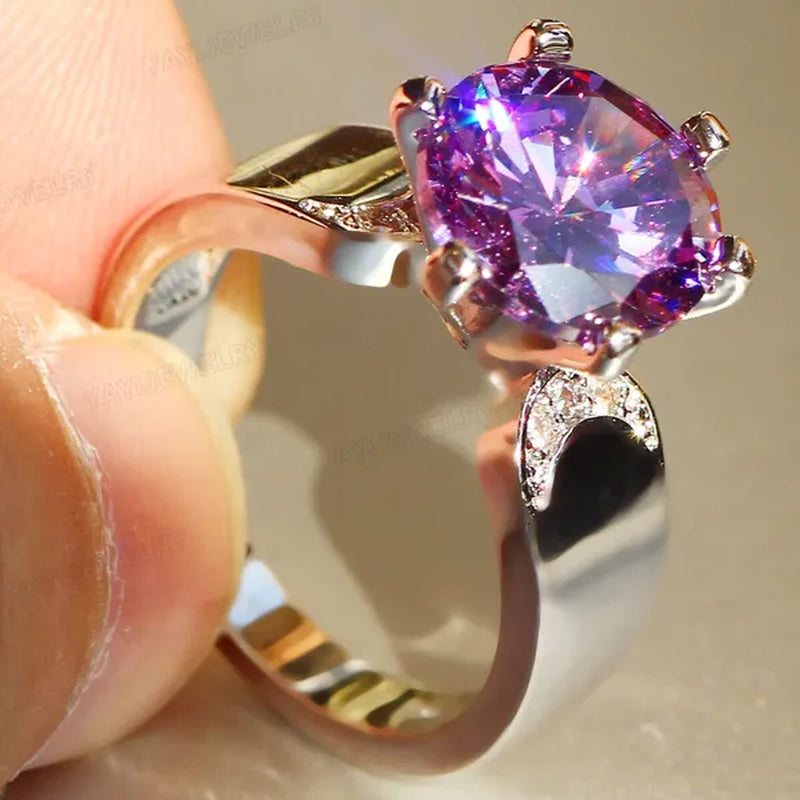 Luxury  Silver Natural Gemstones White Sapphire Birthstone Bride Wedding Engagement Multilayer Crown Ring Size 6 7 8 9 10
