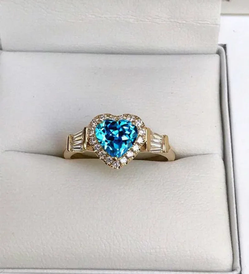Elegant Noble Women Fashion Heart Ring Delicate Princess Proposal Engagement Ring Anniversary Banquet Birthday Gift Romantic Bridal Wedding Eternity Jewelry Ring Size 5-11