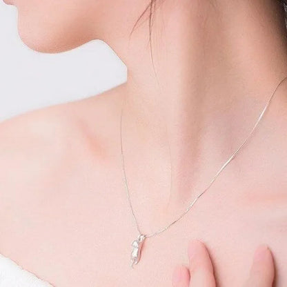 Genuine Cute Cat Pendant Necklace for Women Daily Casual Party Jewelry Gift