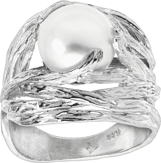 'Nested Cultured Pearl' 9.5-10 Mm Freshwater Cultured Pearl Ring in Sterling Silver
