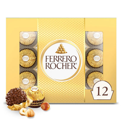 , 12 Count, Gourmet Milk Chocolate Hazelnut, Chocolate Gift Box, Individually Wrapped, 5.3Oz