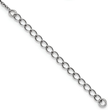 925 Sterling Silver Blue White Diamond 18 Inch Chain Necklace 2 Extender