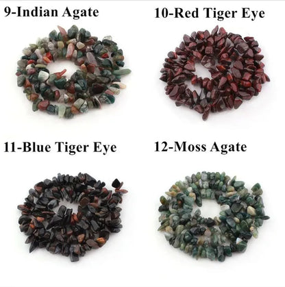 80Kinds 5-8MM natural stone irregular shape free-form chip beads tiger eye amethyst turquoise white crystal red coral Lapis lazuli used for jewelry making DIY bracelet 30"
