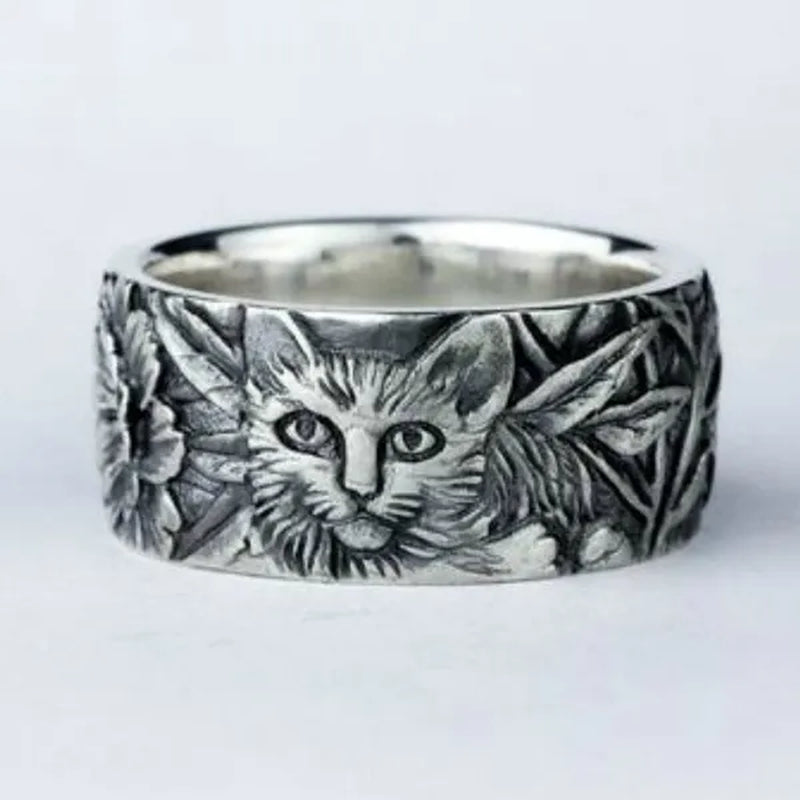 Exquisite 925 Sterling Silver Cat Ring Women Men Party Fine Jewelry