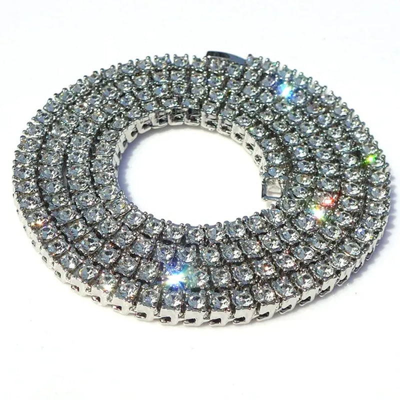 1 Row 24" 30" Gold/Silver Iced Out Bling Necklace Men's Hip Hop Chain