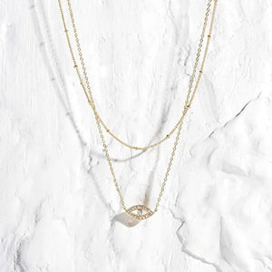 Layered Necklace Pendant Handcrafted 18k Gold Plated Delicate Circle Gold Necklace Layered Long Necklace Women