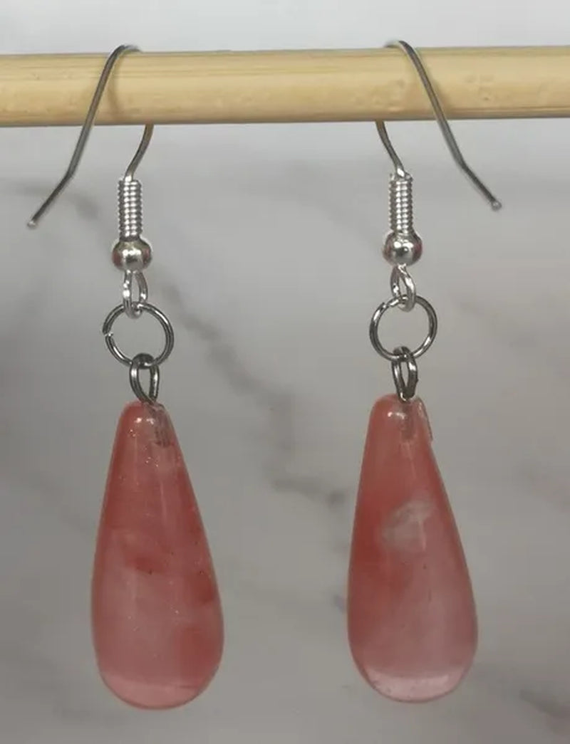 1Pair Option 29X10MM Water Drop Amethyst Clear Quartz Lapis Lazuli Turquoise Rose Quartz Opal Tiger Eye Drop Earrings