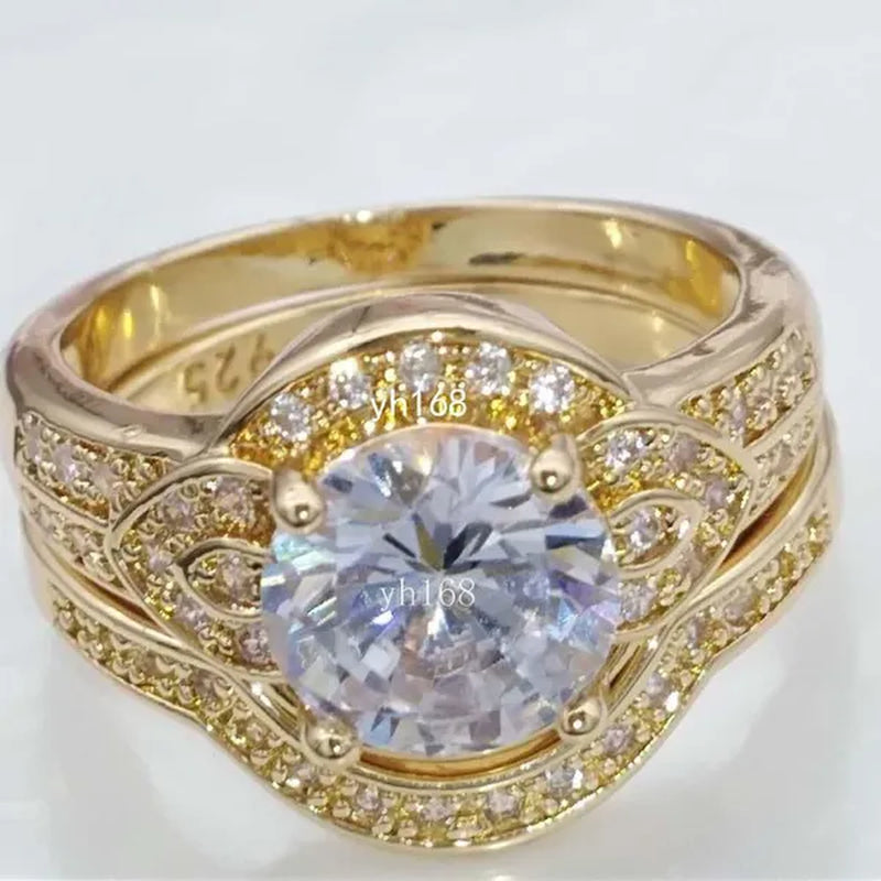 Women's Fashion  White Topaz Bridal Wedding Rings 18K Yellow Gold Filled&925 Silver Filled&14K Rose Gold Filled   Female Engagement Jewelry